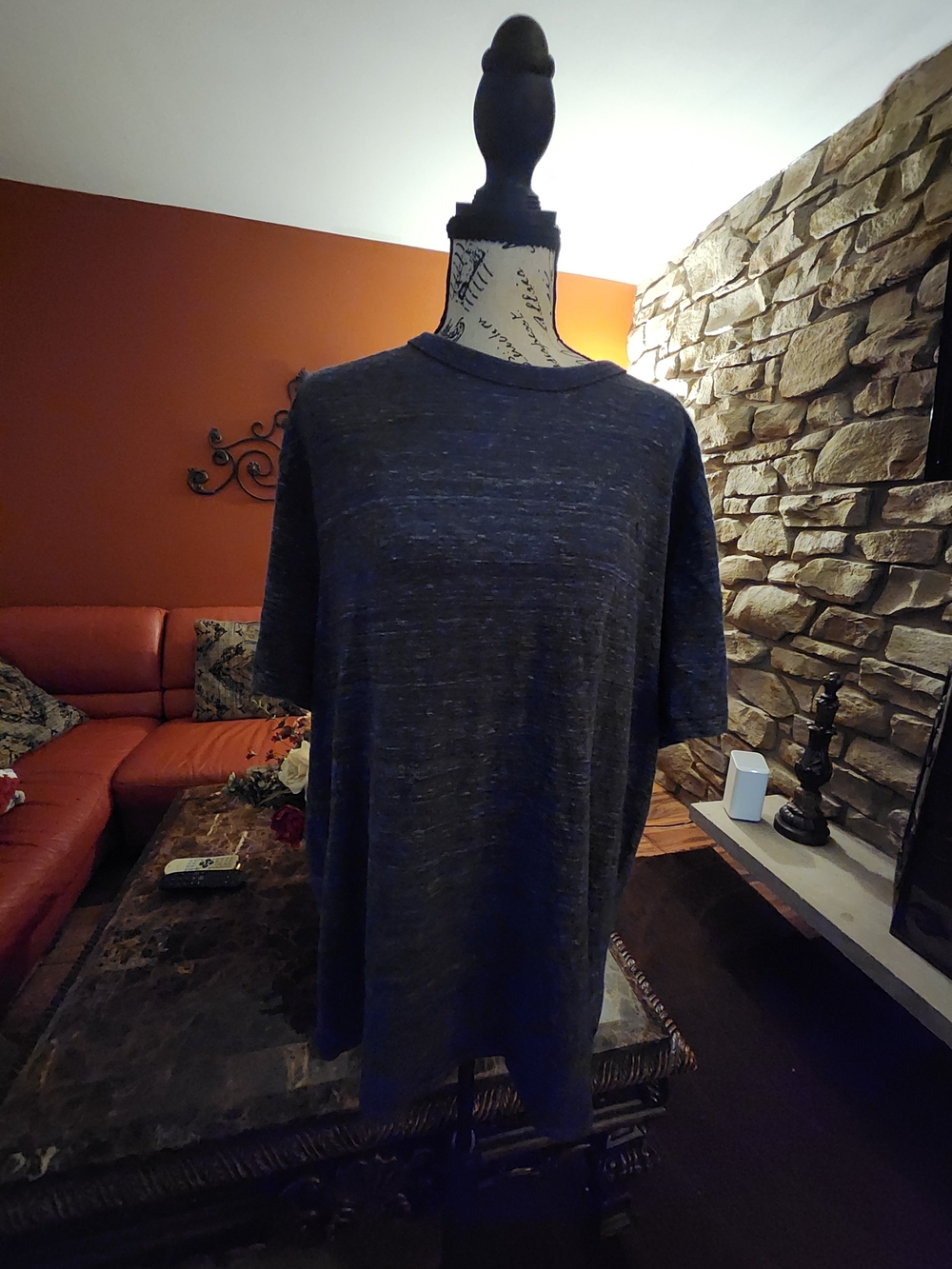 American Eagle Outfitters Dark Heather Navy Short-Sleeve Tee